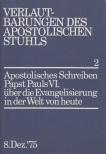 Papst Pauls VI. - Apostolisches Schreiben Papst Pauls VI. über die Evangelisierung in der Welt von heute [antikvár]