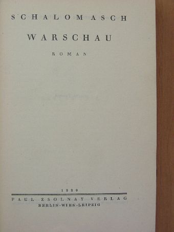 Schalom Asch - Warschau [antikvár]