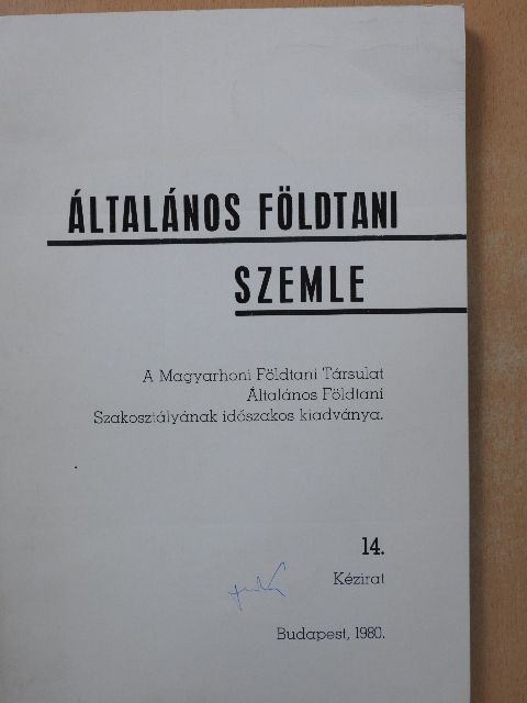 Császár Géza - Általános földtani szemle 14. [antikvár]