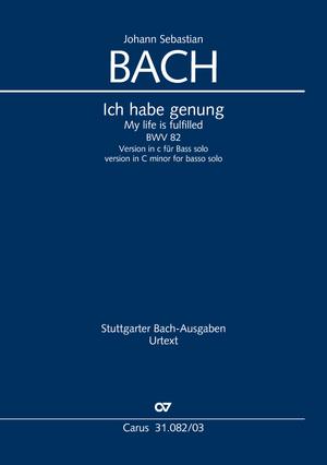J. S. Bach - ICH HABE GENUG BWV 82 VERS. IN c MINOR FÜR BASS SOLO, KLAVIERAUSZUG (PAUL HORN)