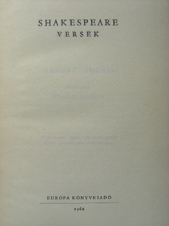 Shakespeare - Versek [antikvár]
