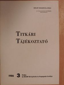 Titkári tájékoztató 1986/3. [antikvár]