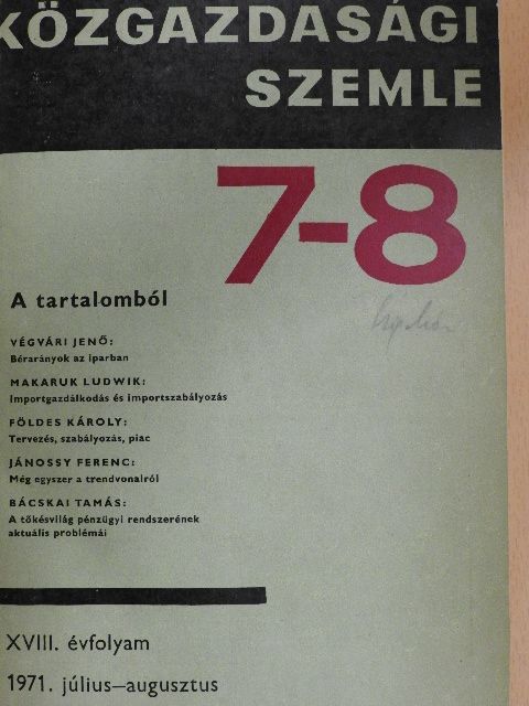 Bácskai Tamás - Közgazdasági Szemle 1971. július-december (fél évfolyam) [antikvár]