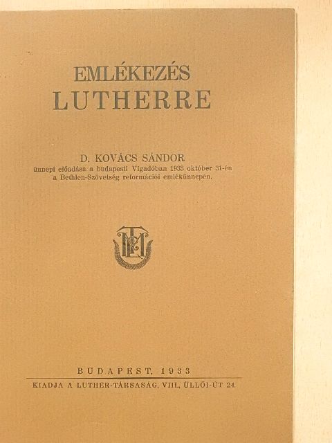 D. Kovács Sándor - Emlékezés Lutherre [antikvár]