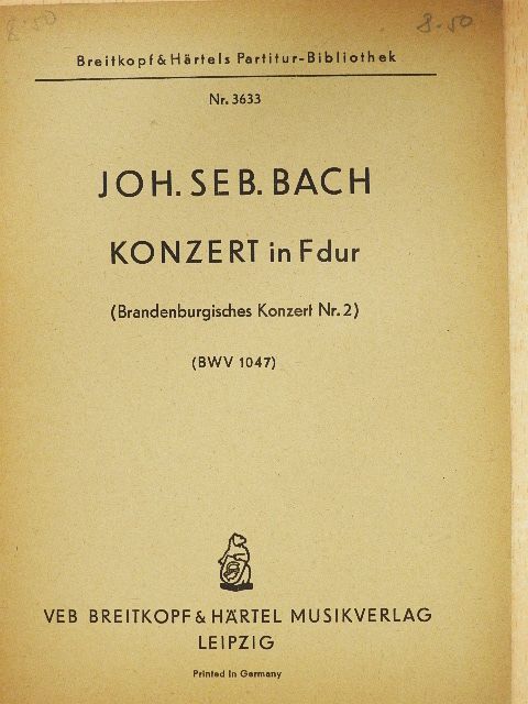 Joh. Seb. Bach - Konzert in F dur [antikvár]