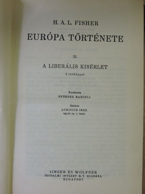 H. A. L. Fisher - Európa története III. [antikvár]