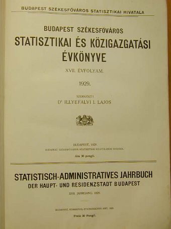 Budapest Székesfőváros Statisztikai és Közigazgatási Évkönyve 1929. [antikvár]