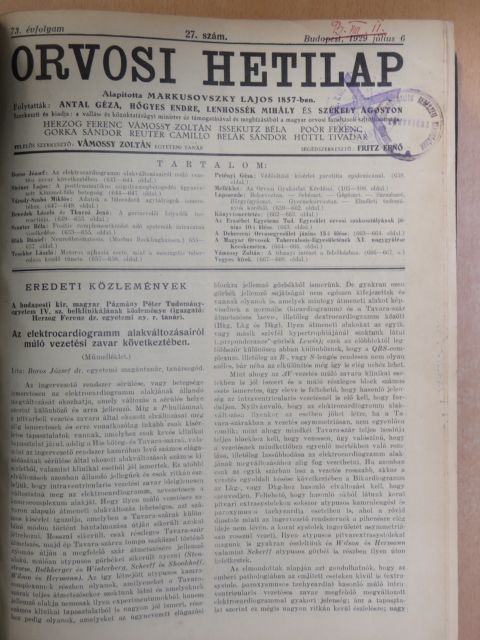Dr. Konrád Jenő - Orvosi Hetilap 1929. július-december (fél évfolyam)/Az orvosi gyakorlat kérdései 1929/1-52. [antikvár]