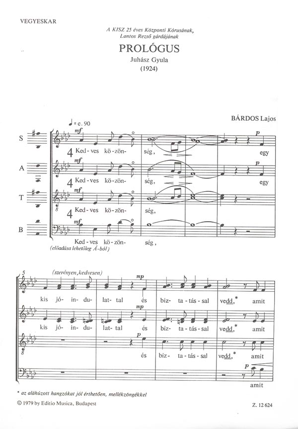 BÁRDOS LAJOS - PROLÓGUS - VEGYESKARRA ( JUHÁSZ GYULA)