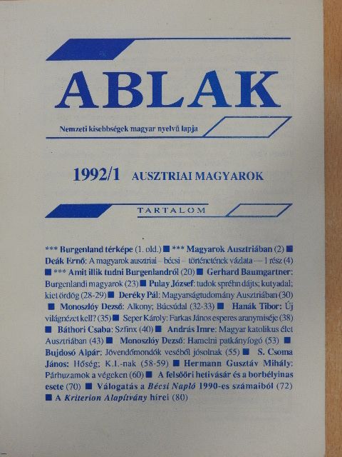 András Imre - Ablak 1992/1. [antikvár]
