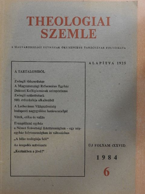 Aurelio Peccei - Theologiai Szemle 1984/6. [antikvár]