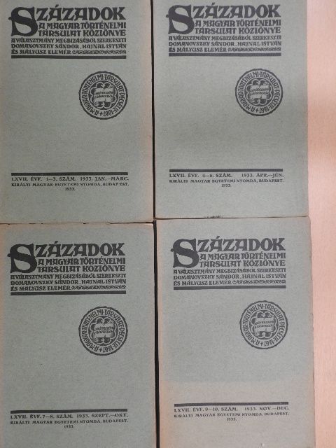 Alföldi András - Századok 1933. január-december [antikvár]