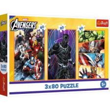 Trefl: Bosszúállók, Akciódús napok - 3 x 80 darabos puzzle