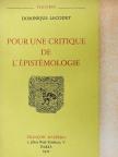 Dominique Lecourt - Pour une Critique de l'Épistémologie [antikvár]