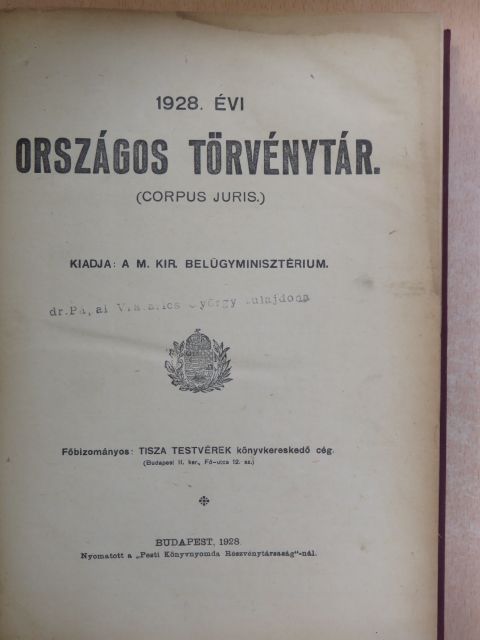 Dinnyés Lajos - 1928. évi Országos Törvénytár [antikvár]