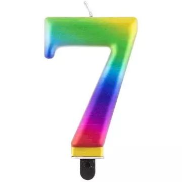 Szivárvány színű születésnapi számgyertya, 8 cm - 7