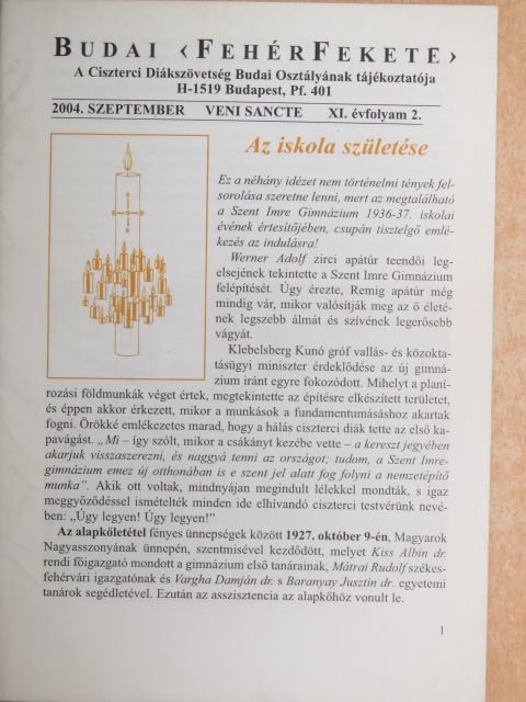 Dr. Balogh Endre - Budai FehérFekete 2004. szeptember [antikvár]