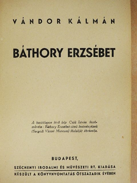 Vándor Kálmán - Báthory Erzsébet [antikvár]