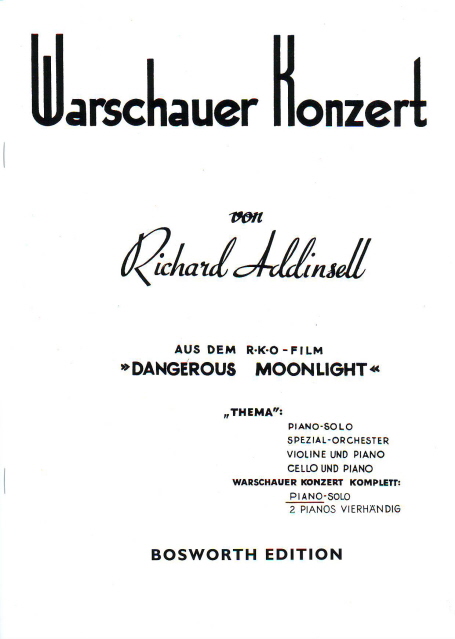 ADDINSELL, RICHARD - WARSCHAUER KONZERT FÜR PIANO SOLO