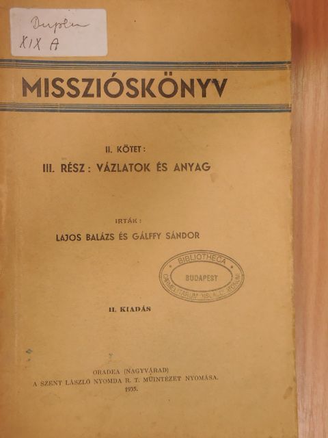 Gálffy Sándor - Misszióskönyv II. [antikvár]
