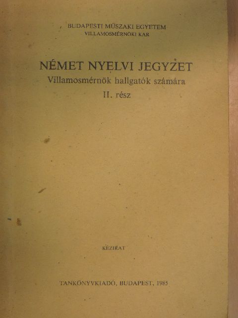 Kelemen Katalin - Német nyelvi jegyzet II. [antikvár]
