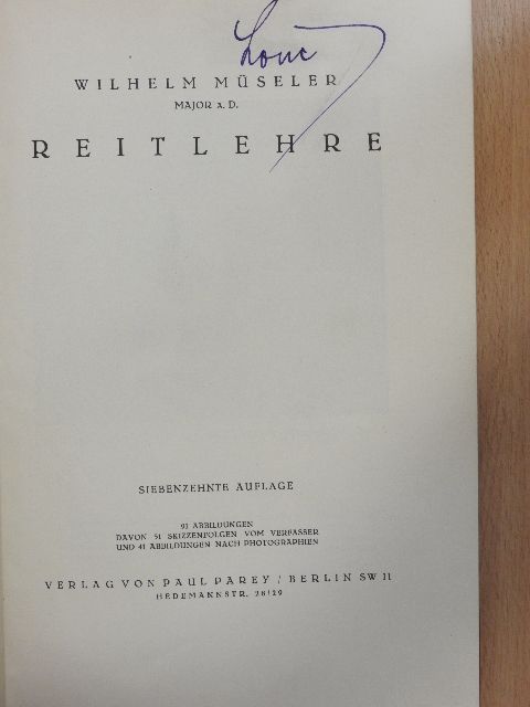Wilhelm Müseler - Reitlehre [antikvár]