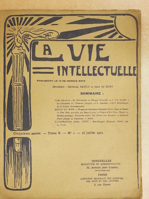 J. van Dooren - La Vie Intellectuelle 15 juillet 1912. [antikvár]