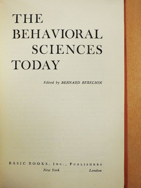 The Behavioral Sciences Today [antikvár]