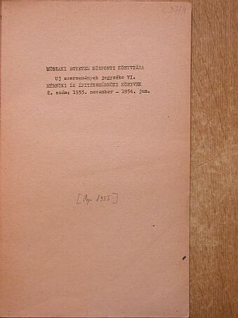 Új szerzemények jegyzéke VI. [antikvár]