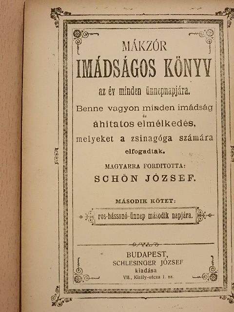 Mákzór imádságos könyv az év minden ünnepnapjára II. [antikvár]