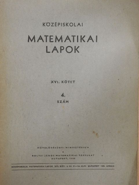 Turán Pál - Középiskolai matematikai lapok 1958. évi 4. szám [antikvár]