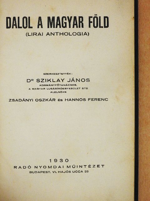 Ábrahámfalvi vitéz Machula Tibor - Dalol a magyar föld [antikvár]
