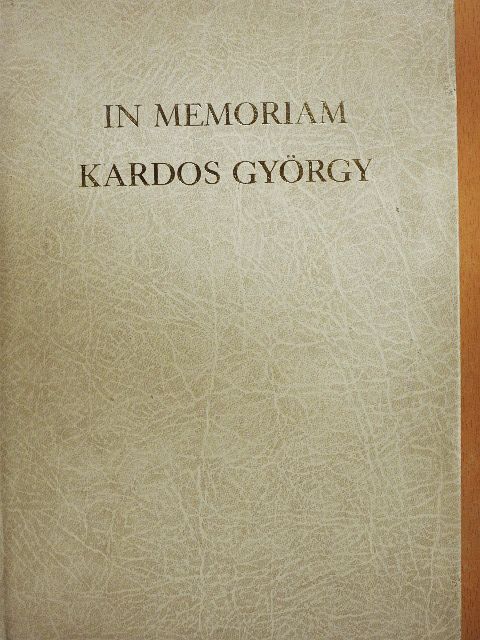 Agárdi Péter - In memoriam Kardos György [antikvár]