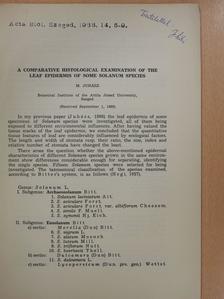 Juhász M. - A comparative histological examination of the leaf epidermis of some solanum species (dedikált példány) [antikvár]