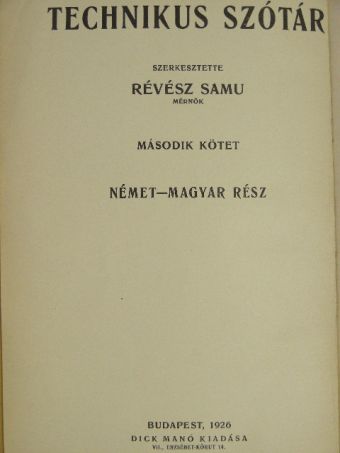 Technikus szótár I-II. [antikvár]