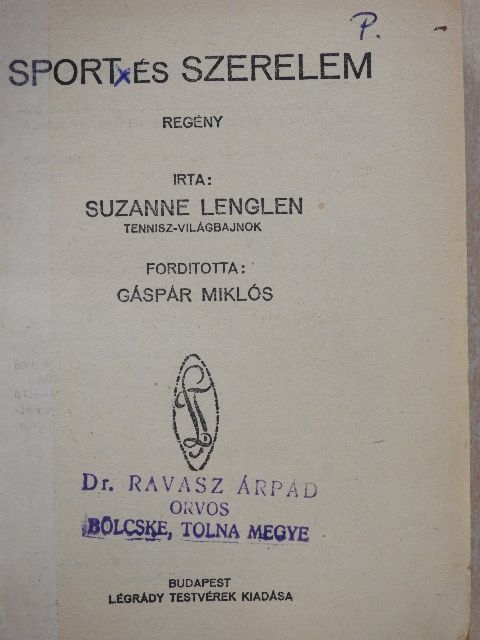 Suzanne Lenglen - Sport és szerelem [antikvár]