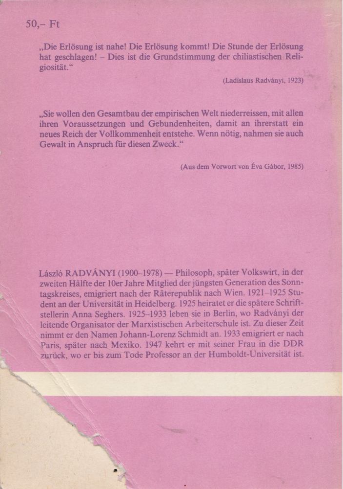 Ladislaus Radványi - Der Chiliasmus [antikvár]