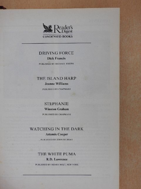 Artemis Cooper - Driving Force/The Island Harp/Stephanie/Watching in the Dark/The White Puma [antikvár]