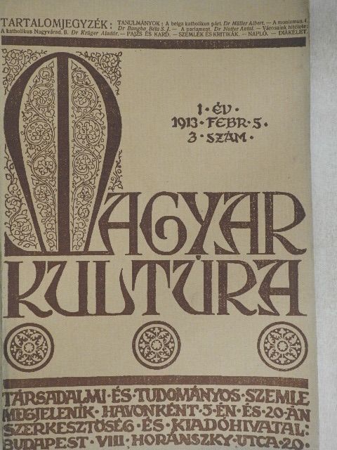 Dr. Bangha Béla S. J. - Magyar Kultúra 1913. február 5. [antikvár]