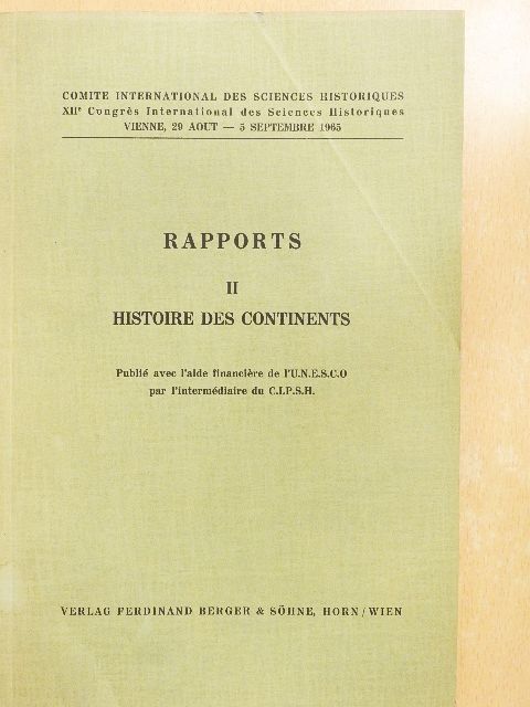 Louis Jadin - Rapports II. - Histoire des Continents [antikvár]