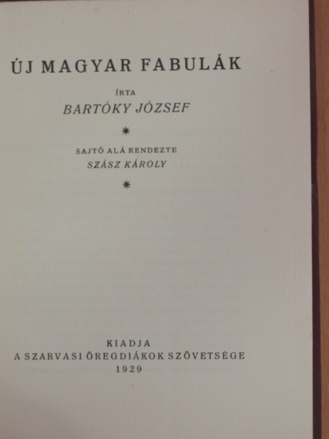 Bartóky József - Új magyar fabulák [antikvár]