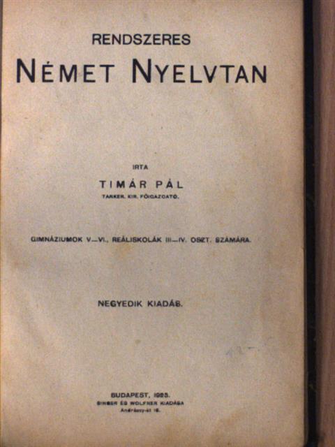Timár Pál - Rendszeres német nyelvtan [antikvár]