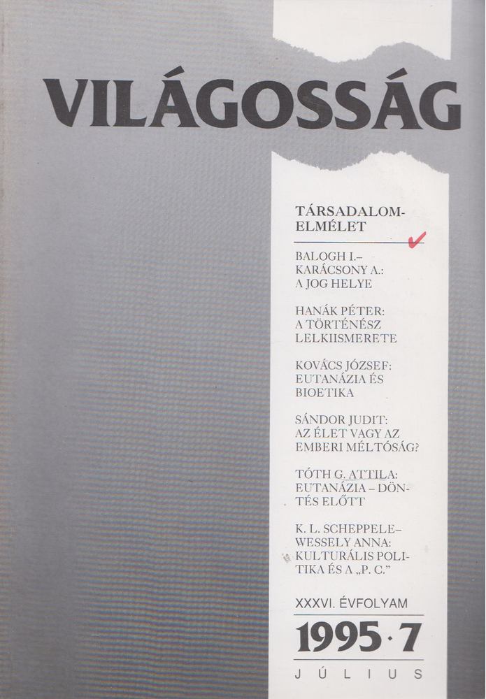 PAPP GÁBOR - Világosság 1995/7. [antikvár]