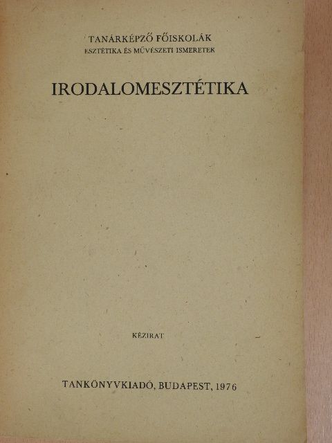 Földényi László - Irodalomesztétika [antikvár]