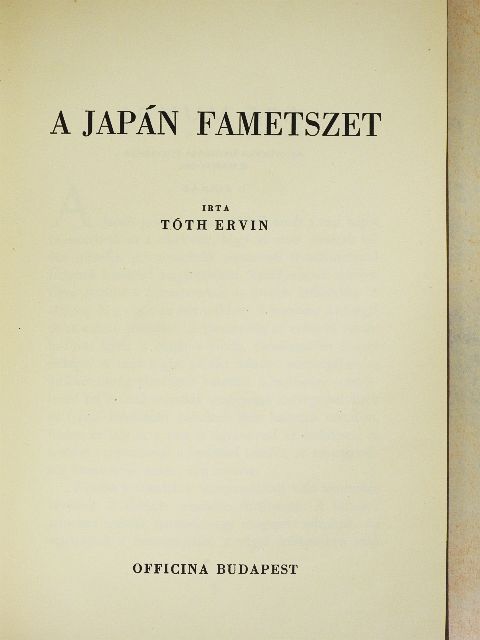 Tóth Ervin - A japán fametszet [antikvár]