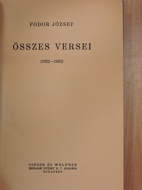Fodor József - Fodor József összes versei [antikvár]