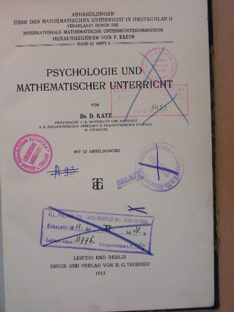 Dr. D. Katz - Psychologie und mathematischer Unterricht [antikvár]