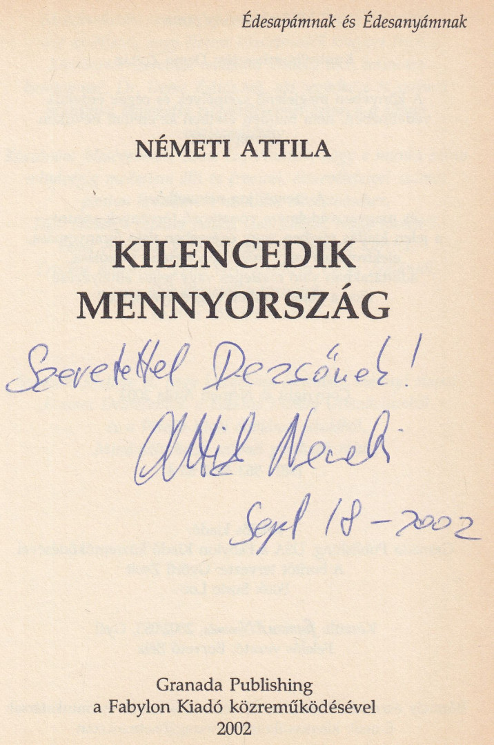 Németh Attila - Kilencedik Mennyország (dedikált) [antikvár]