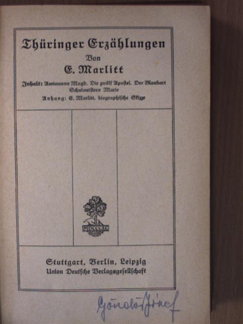 E. Marlitt - Thüringer Erzählungen (Gótbetűs) [antikvár]