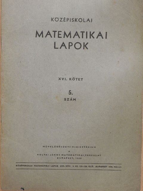 Turán Pál - Középiskolai matematikai lapok 1958. évi 5. szám [antikvár]